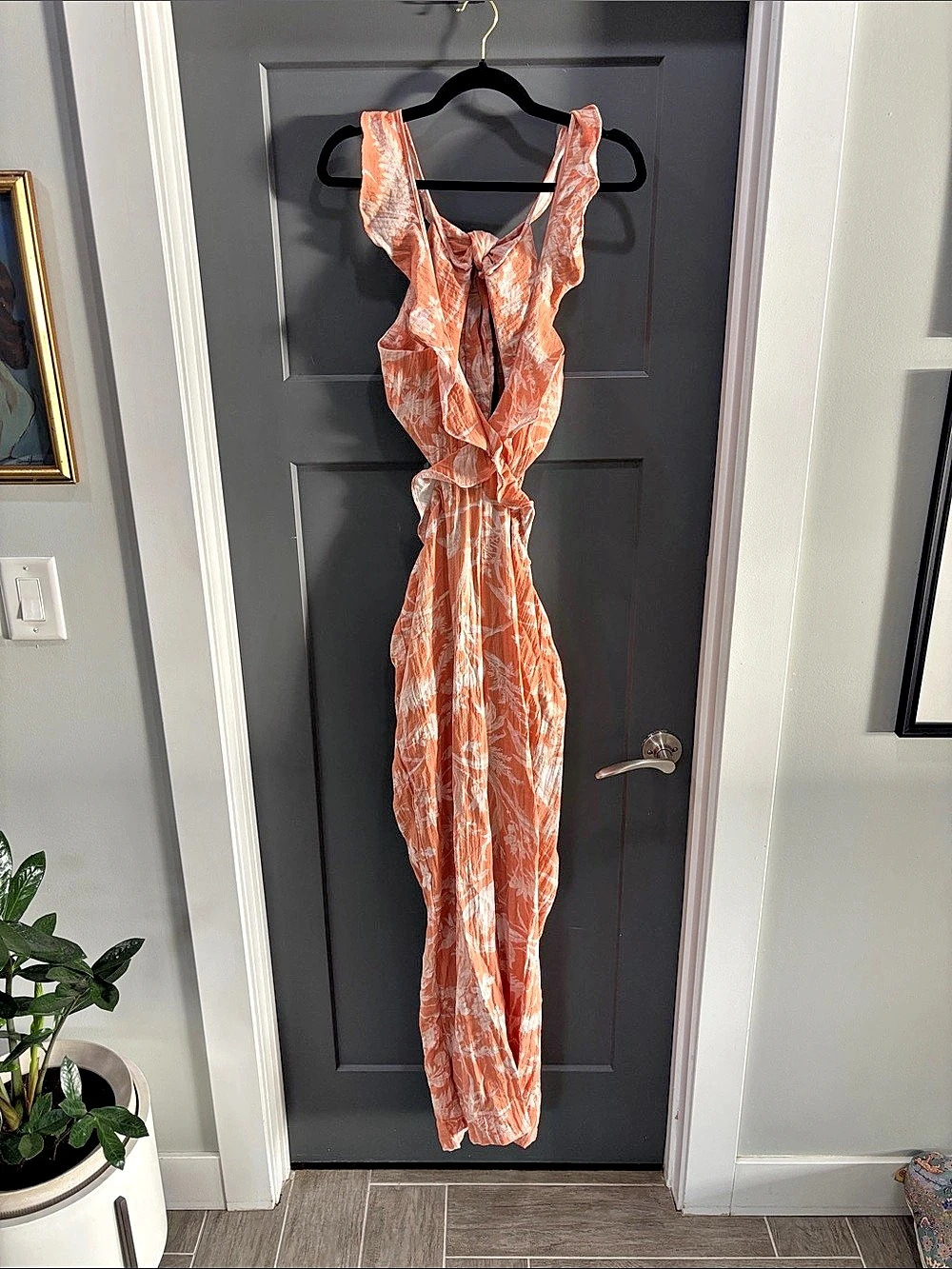 H&M Orange & White Maxi Dress Size Large